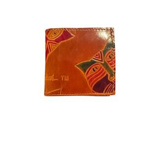 Laurel Burch Leather Cat Design Bifold Wallet